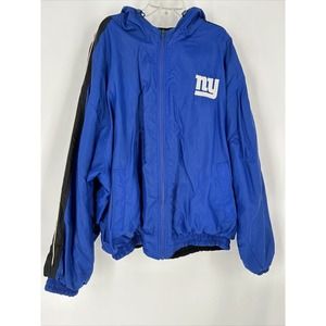 Vtg New York Giants‎ NFL Reebok Reversible Men’s Full Zip Jacket Sz XL Blue Hood